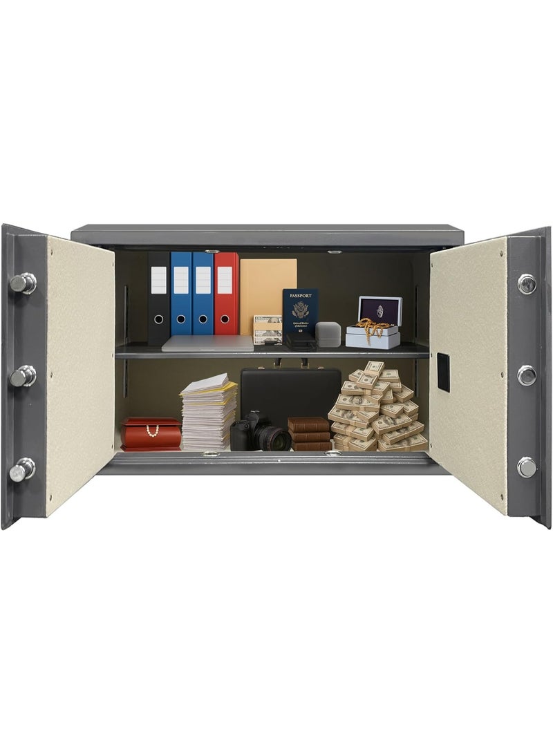 Rubik Double Door Cabinet Safe Box, Digital and Key Lock, for Home Office RB-60BMG Grey (60 X 100 CM)  - Image 3