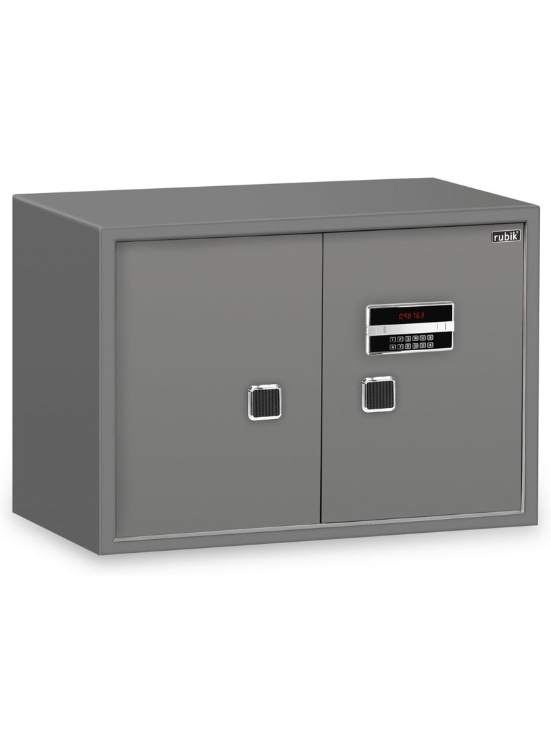 Rubik Double Door Cabinet Safe Box, Digital and Key Lock, for Home Office RB-60BMG Grey (60 X 100 CM)  - Image 1