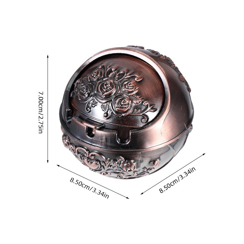 منفضة سجائر معدنية صغيرة مع غطاء محمولة عديمة الدخان وردية ذهبية كلاسيكية للاستخدام في الهواء الطلق والتراس والمنزل - Image 3
