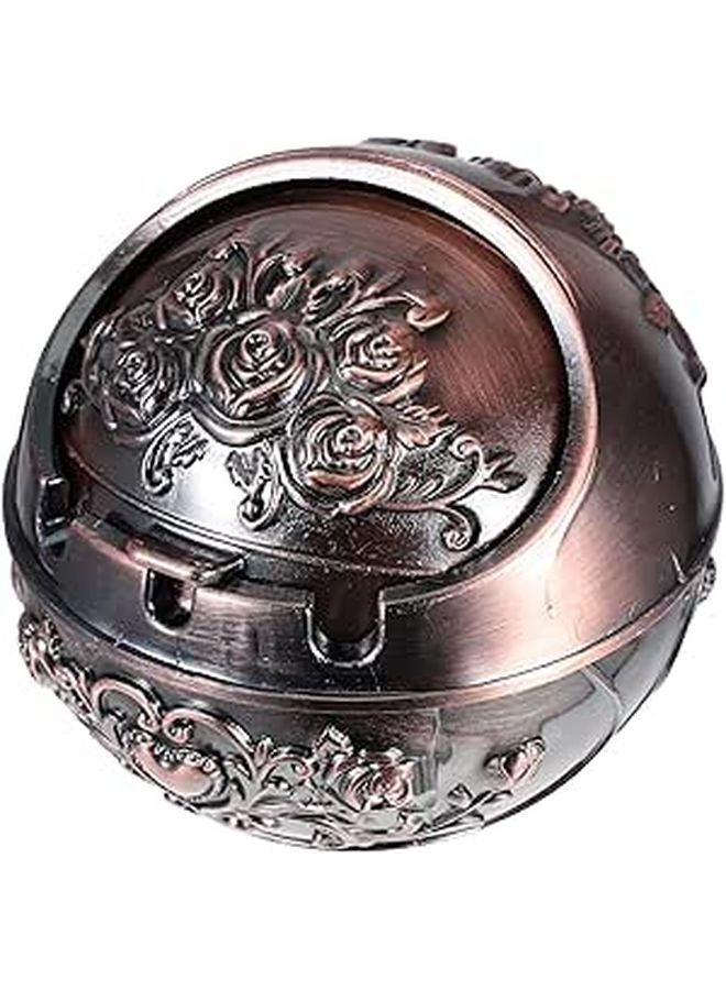 منفضة سجائر معدنية صغيرة مع غطاء محمولة عديمة الدخان وردية ذهبية كلاسيكية للاستخدام في الهواء الطلق والتراس والمنزل - Image 1