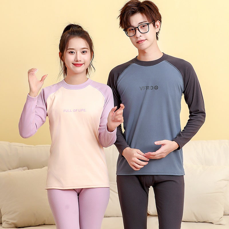 Youth thermal underwear suit Senior high school junior high school students warm ginger fiber autumn clothes long pants fleece-lined thick breathable pajamas - Image 5