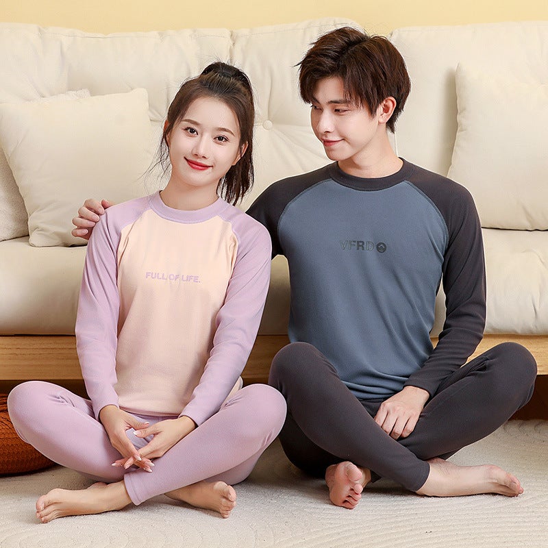 Youth thermal underwear suit Senior high school junior high school students warm ginger fiber autumn clothes long pants fleece-lined thick breathable pajamas - Image 4
