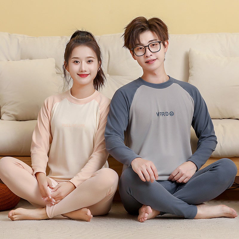 Youth thermal underwear suit Senior high school junior high school students warm ginger fiber autumn clothes long pants fleece-lined thick breathable pajamas - Image 2