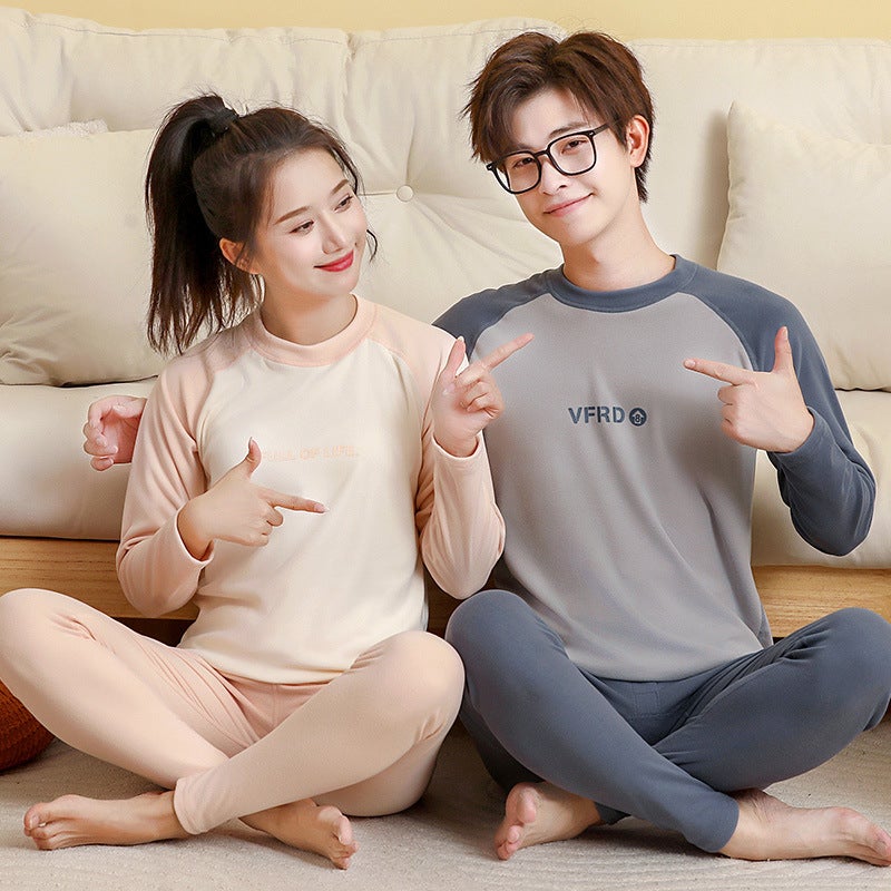 Youth thermal underwear suit Senior high school junior high school students warm ginger fiber autumn clothes long pants fleece-lined thick breathable pajamas - Image 3