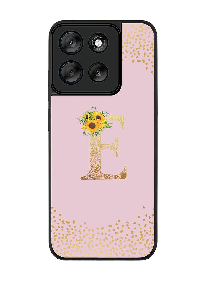 Stylizedd For Motorola Moto G56 Case,Slim fit Camera Protection, Shockproof Thin Phone cover  - Custom Floral Monogram - E  (Pink ) - Image 1