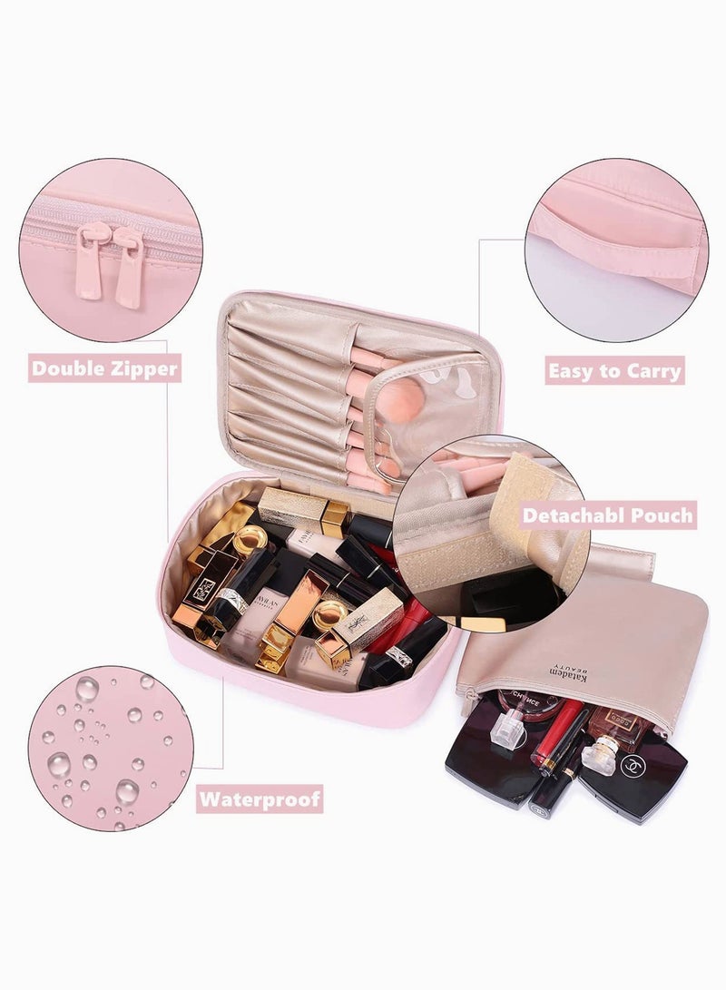 SYOSI Makeup Bag Toiletry Bag with Inner Pouch Organizer Bag Travel Make up Bag Large Cosmetic Bag Case for Women and Girls (Baby Pink)  - Image 5