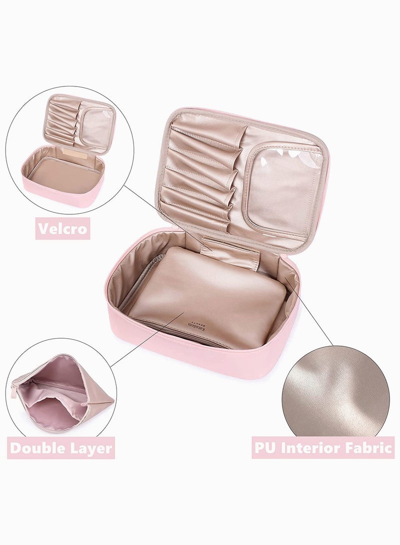 SYOSI Makeup Bag Toiletry Bag with Inner Pouch Organizer Bag Travel Make up Bag Large Cosmetic Bag Case for Women and Girls (Baby Pink)  - Image 3