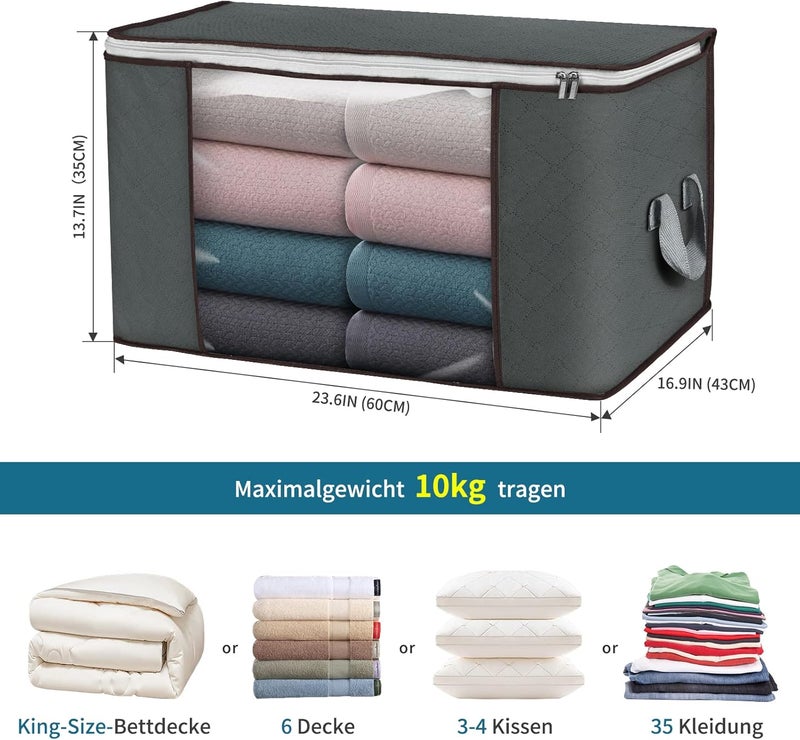 Budding Joy Large Storage Bags, 2 Pack Clothes Storage Bins Foldable Closet Organizers Storage Containers with Durable Handles Thick Fabric for Blanket Comforter Clothing 90L - Image 2