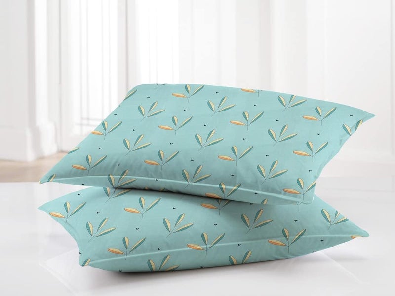 BSB مجموعة BSB HOME Prime 160tc من الألياف الدقيقة القطنية الخفيفة القابلة للتنفس والمضادة للتجاعيد مع 2 غطاء وسادة بحجم كينج - أخضر فاتح وأكوا - Image 3