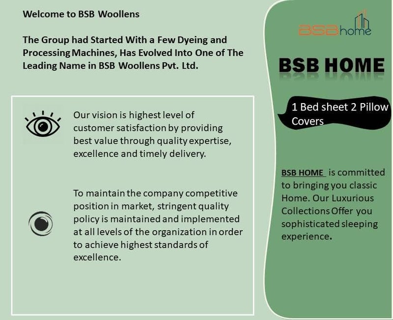 BSB مجموعة BSB HOME Prime 160tc من الألياف الدقيقة القطنية الخفيفة القابلة للتنفس والمضادة للتجاعيد مع 2 غطاء وسادة بحجم كينج - أخضر فاتح وأكوا - Image 5