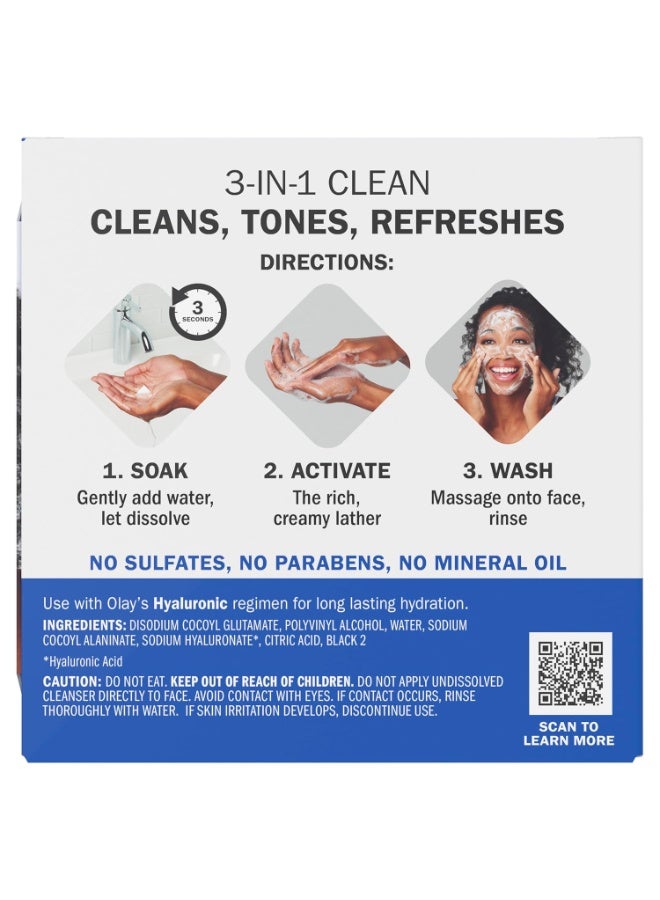 Olay Face Wash, Hyaluronic Acid Cleansing Melts, Fragrance-Free, Daily Use Gentle Cleanser, For All Skin Types, Travel Size, Water-Activated to Clean, Tone, and Refresh, 64ct (2 Pack x 32ct) - Image 5