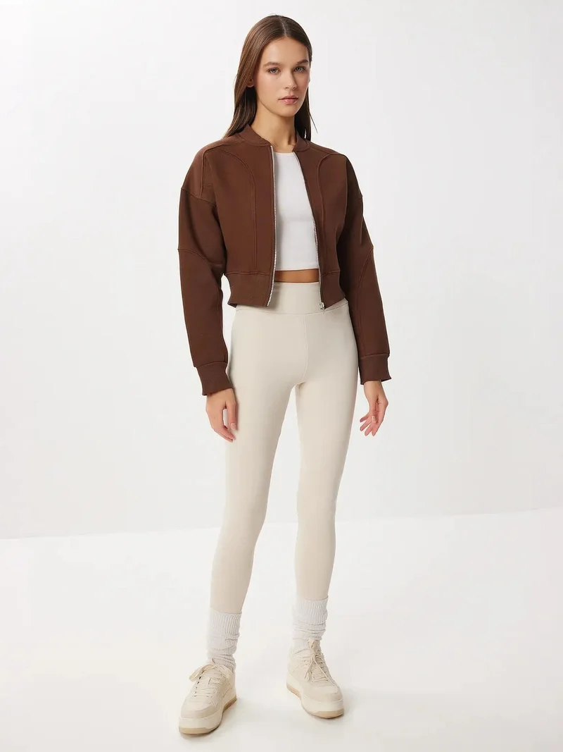 Lovely Istanbul ISTANBUL Slim Fit Zippered Crop Sweatshirt