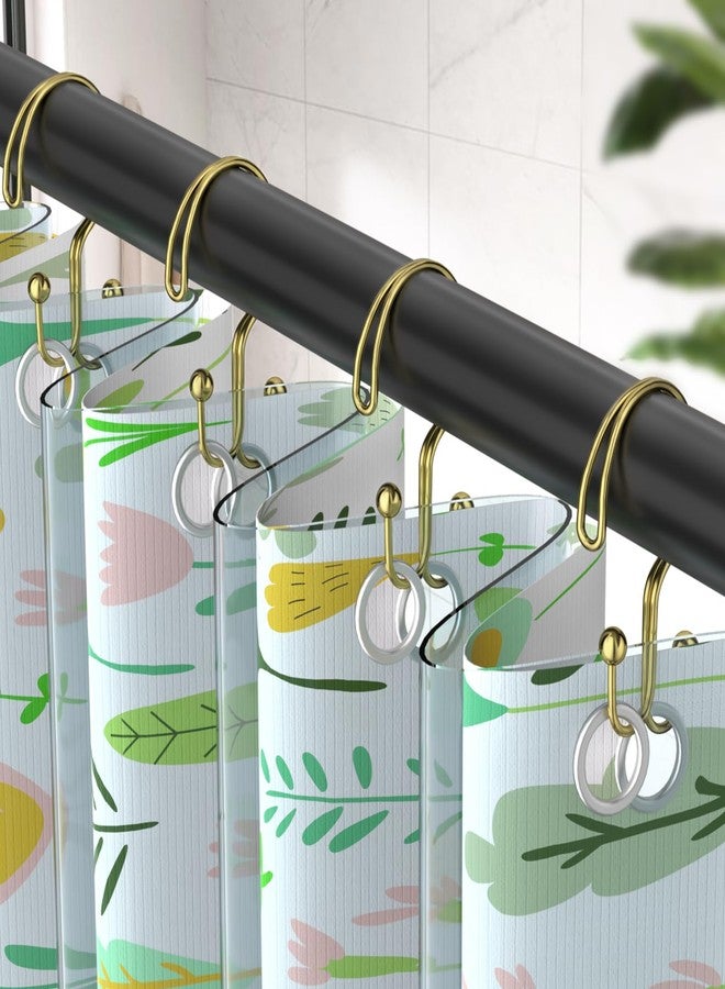 OEH Shower Curtain Hooks, OEH Shower Curtain Rings, Gold Shower Curtain Hooks Rust Proof, Decorative Double Shower Hooks for Shower Curtain, Anti-Drop Shower Rings for Curtain & Liners, Gold, 12Pack - Image 2