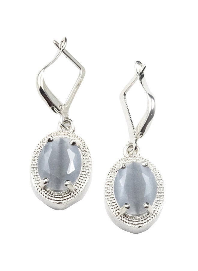 StileAdda Rhodium Plated American Diamond Pendant and Earrings Set - Image 4