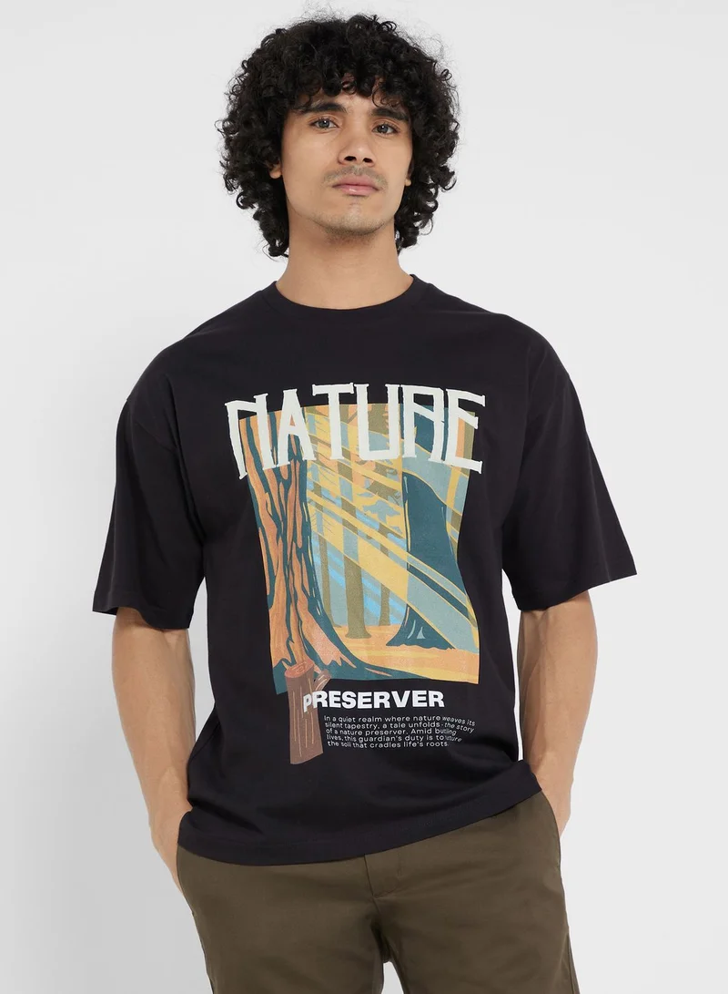 سفنتي فايف Contrast Printed T Shirt