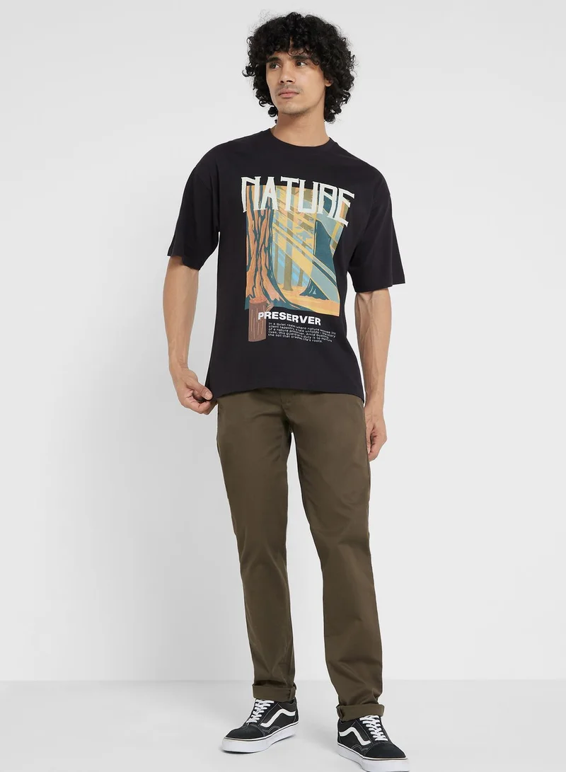 سفنتي فايف Contrast Printed T Shirt
