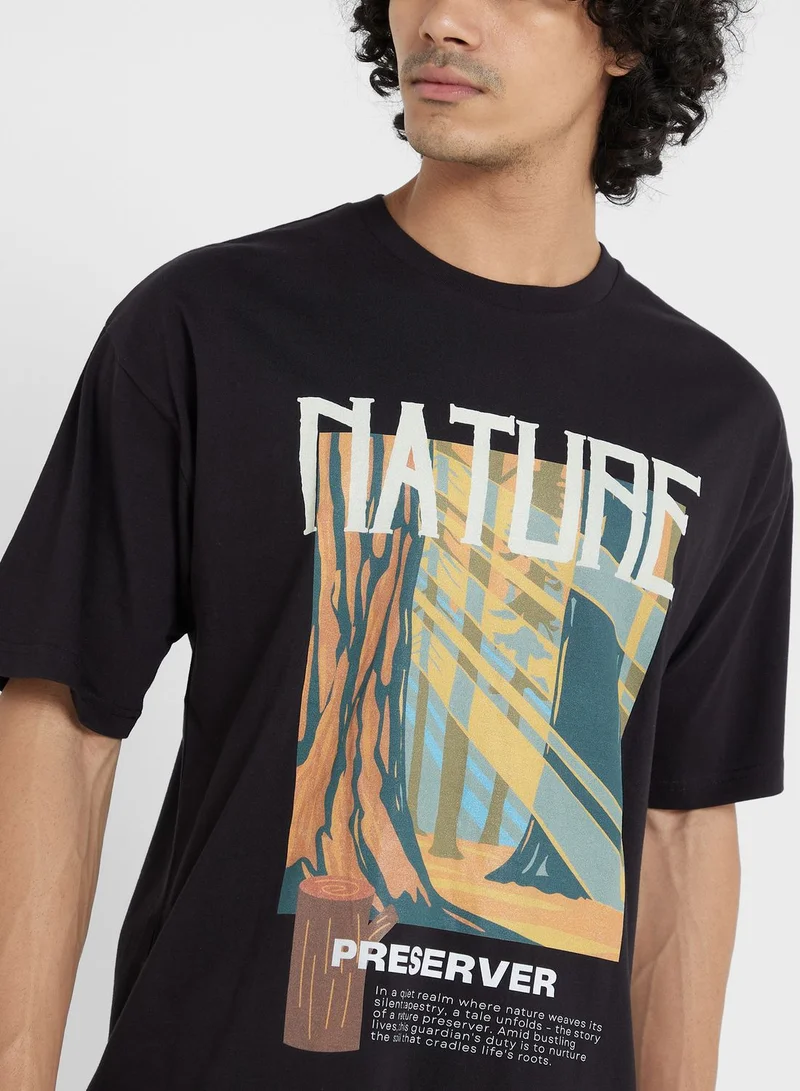سفنتي فايف Contrast Printed T Shirt