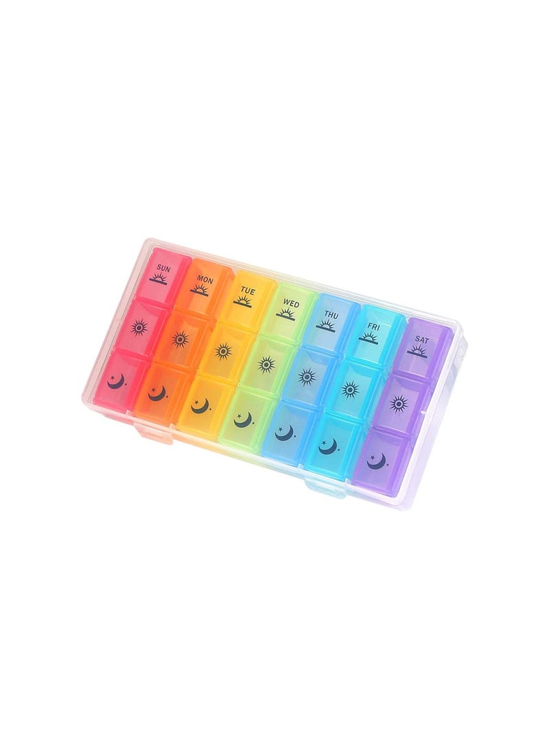 1 Set Pill Box 7 Days Organizer 21 Grids Portable Travel With Large Compartments For Vitamins Medicine - Image 1