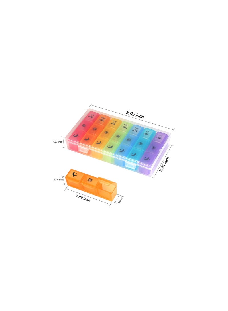1 Set Pill Box 7 Days Organizer 21 Grids Portable Travel With Large Compartments For Vitamins Medicine - Image 2