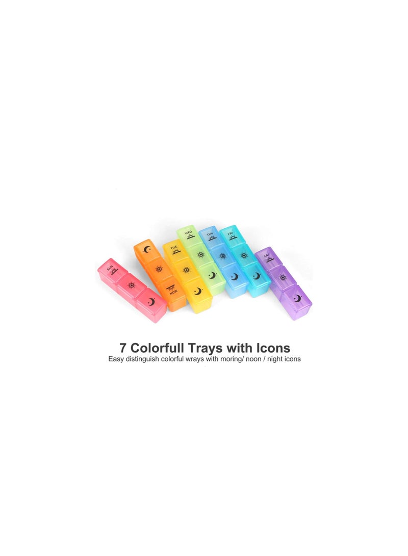 1 Set Pill Box 7 Days Organizer 21 Grids Portable Travel With Large Compartments For Vitamins Medicine - Image 3