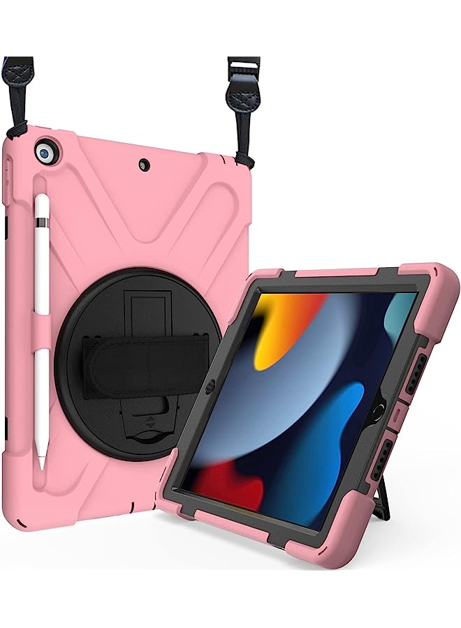 Procases Ipad 10.2 Case 2021 9Th/2020 8Th/2019 7Th Generation Case, Rugged Heavy Duty Shockproof Rotatable Kickstand Protective Cover For 10.2" Ipad 9Th/8Th/7Th Gen -Pink - Image 1