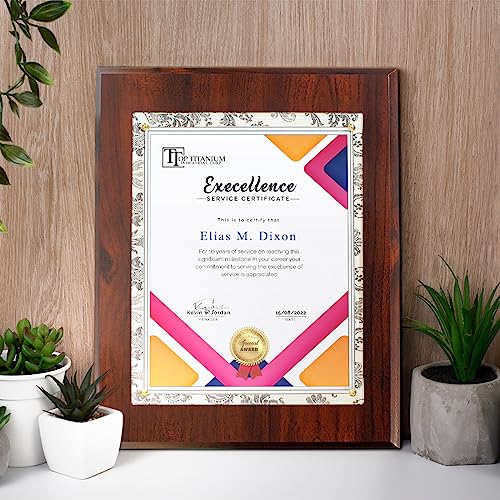 PlaqueMaker 10.5 x 13" Certificate Plaque - Offered in Cherry Wood with an 8.5 x 11" Clear Plexi and Gold Tacks - Easily Display Your Diploma, Sports Certificate or Award - Image 3