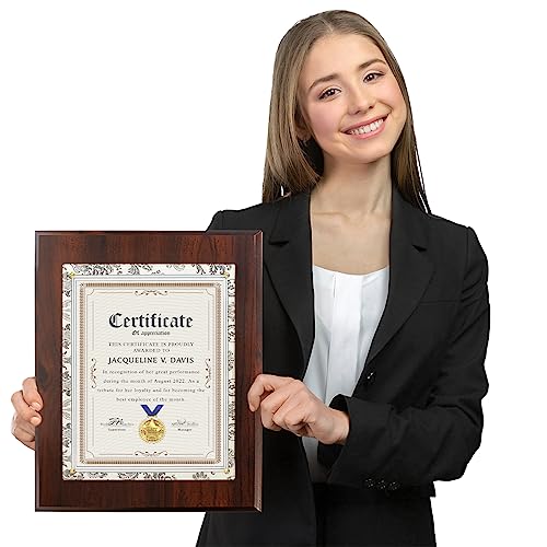 PlaqueMaker 10.5 x 13" Certificate Plaque - Offered in Cherry Wood with an 8.5 x 11" Clear Plexi and Gold Tacks - Easily Display Your Diploma, Sports Certificate or Award - Image 2