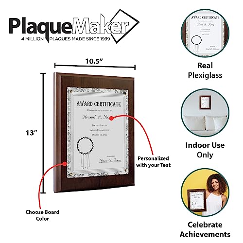 PlaqueMaker 10.5 x 13" Certificate Plaque - Offered in Cherry Wood with an 8.5 x 11" Clear Plexi and Gold Tacks - Easily Display Your Diploma, Sports Certificate or Award - Image 5