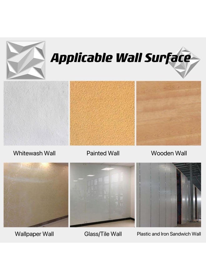 DUNISO 12 PCS 3D Wall Panels , Diamond Design Decorative 3D Wall Panels,PVC Flame Retardant, Moisture and Mildew Proof, Durable，Suitable for Living Room, Bedroom and Hotel，30 x 30cm，White  - Image 5