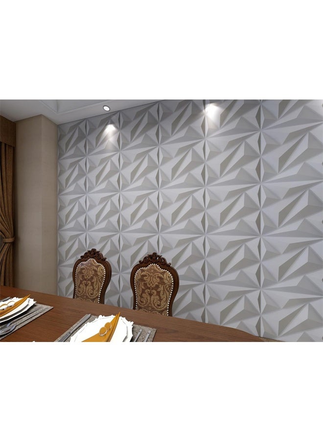 DUNISO 12 PCS 3D Wall Panels , Diamond Design Decorative 3D Wall Panels,PVC Flame Retardant, Moisture and Mildew Proof, Durable，Suitable for Living Room, Bedroom and Hotel，30 x 30cm，White  - Image 4