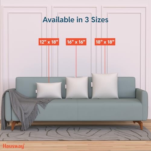HAUSWAY Cushion for Sofa | Microfiber Square Sofa Cushion for Bed | Soft & Fluffy Pillow for Comfort and Back Support | Breathable & Washable, Cotton Canvas Pack of 5 [16" x 16"] - Image 4