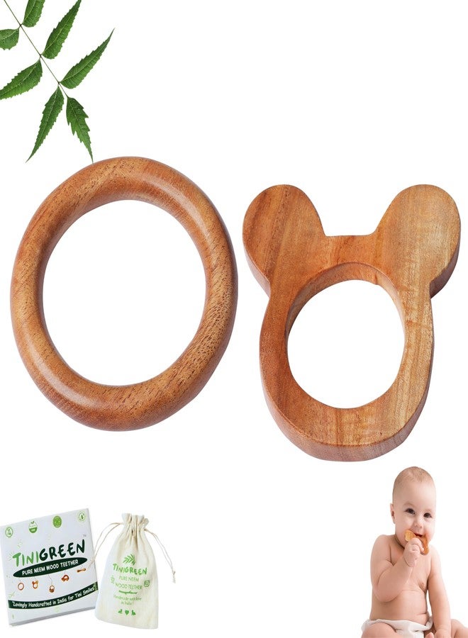 Tinigreen Wooden Teethers for 6 to 12 Months Infant Baby (Pack of 2) - Image 1