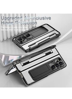 KASTWAVE Protective Case for Samsung Z Fold 5 - Compatible with S Pen & S Pen Holder & Kickstand, Stylish Gold Case with Pen Slot for Galaxy Z Fold 5 and Galaxy Z Fold 5 5G (Black)  - Image 3