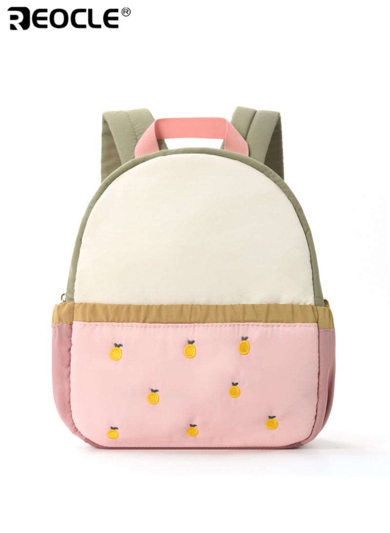 ريوكل حقيبة ظهر أطفال بتطريز فاكهة كرتوني تحتوي على عدة أقسام مع أحزمة كتف قابلة للتعديل ومقبض علوي إكسسوار جميل مستوحى من الفاكهة للأطفال الصغار ومرحلة ما قبل المدرسة - Image 1