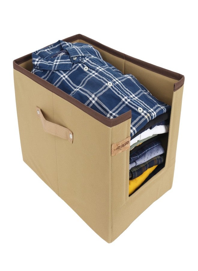 SHREY CREATION Pack of 3 Non Woven Shirt Stacker/Foldable Cloth Storage Organizer/Wardrobe Closet Organizer (Size 40 x 20 x25 Cm Beige) - Image 3