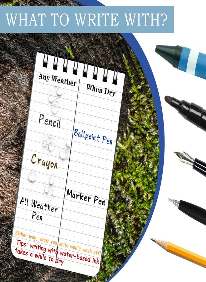 COIDEA 6 Pack Waterproof Notebook, 3 x 5 Pocket Notepad, Top-Spiral Weatherproof NotePad, All Weather Police Pocket Notebook Little Memo Steno Note Pads for Outdoor Office School Recording - Image 5