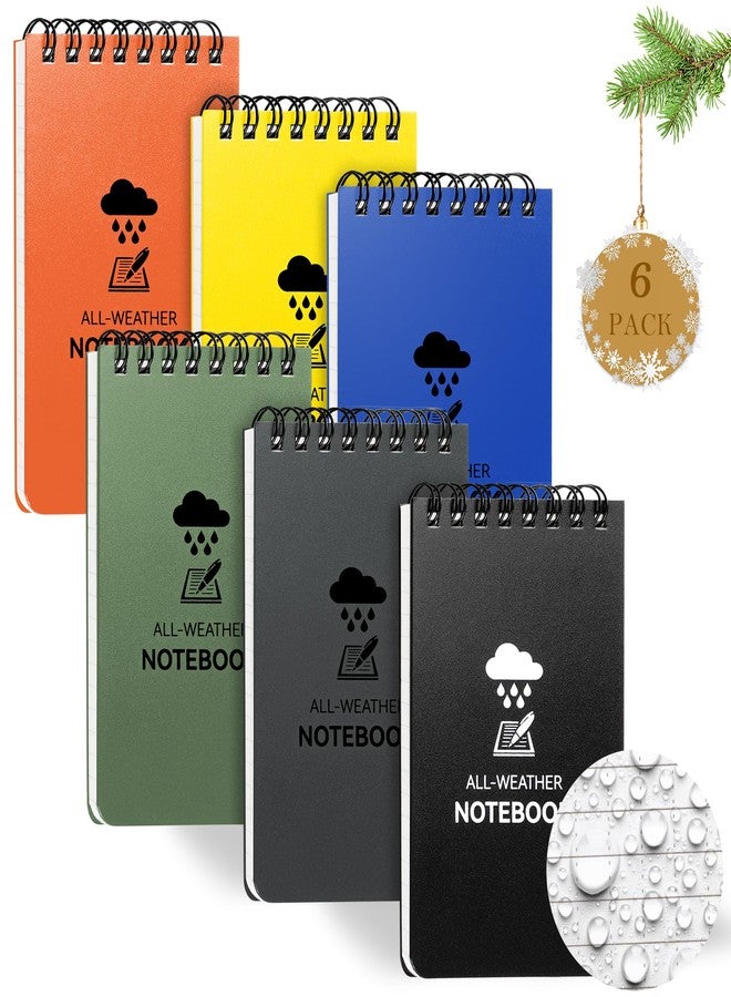 COIDEA 6 Pack Waterproof Notebook, 3 x 5 Pocket Notepad, Top-Spiral Weatherproof NotePad, All Weather Police Pocket Notebook Little Memo Steno Note Pads for Outdoor Office School Recording - Image 1