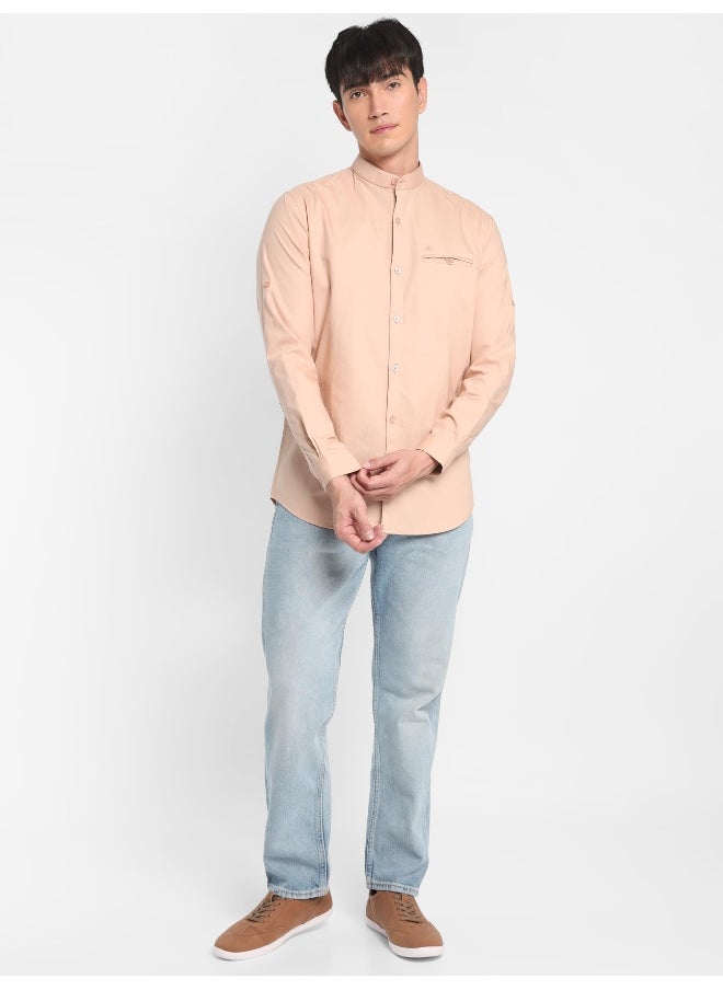 Beyoung Long Sleeve Fine Peach Oxford Shirt for Men  - Image 1