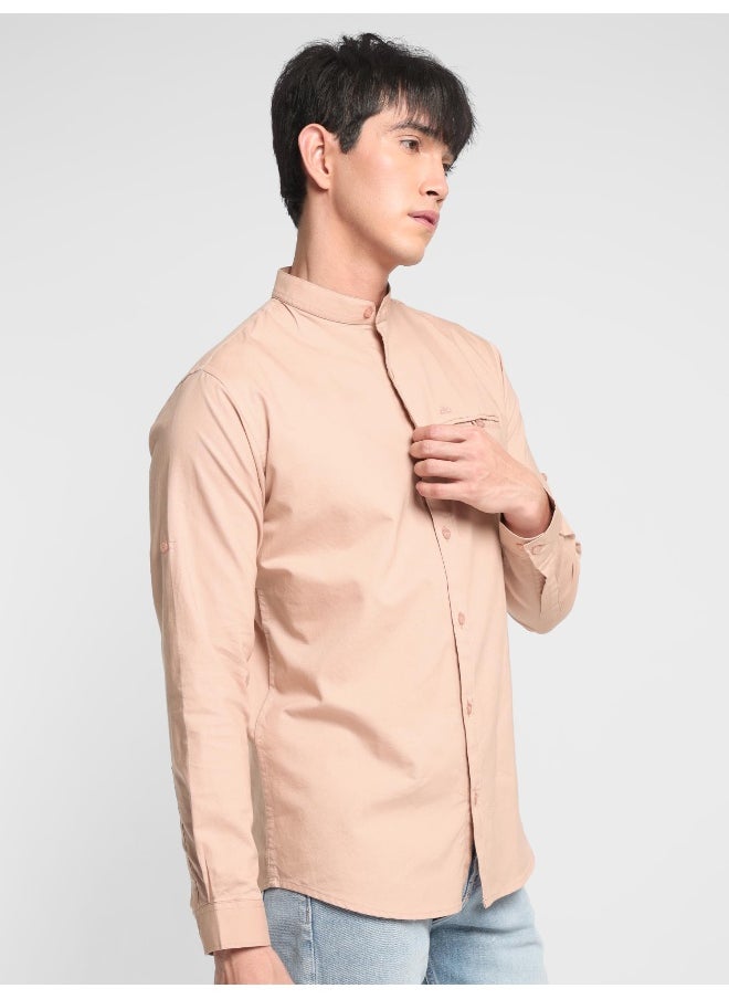Beyoung Long Sleeve Fine Peach Oxford Shirt for Men  - Image 2