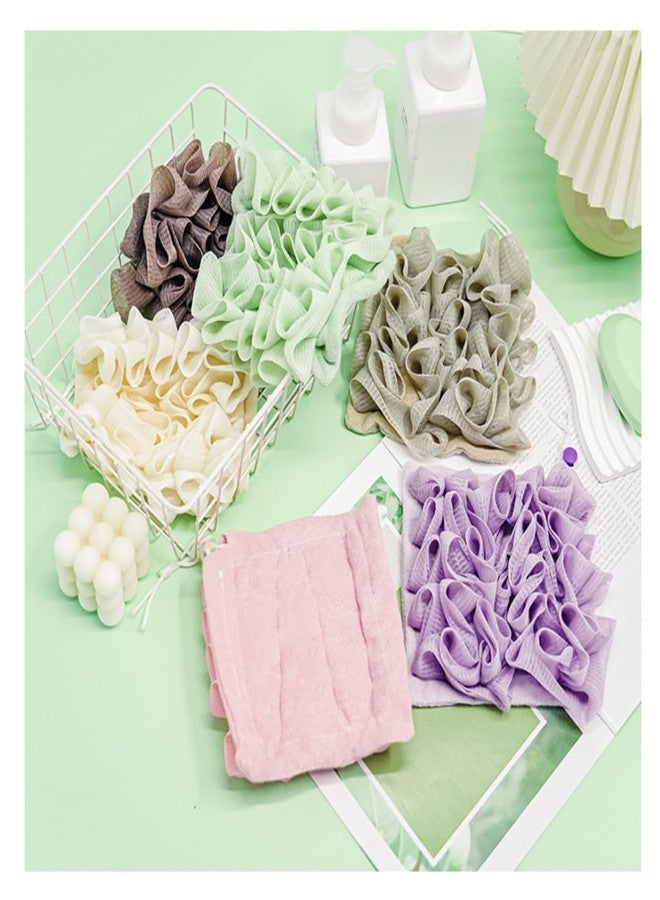MOSYFEIBI Washcloth Loofah Combo 2-in-1 Loufee Wash Cloth That Holds Bar Soap-Exfoliation Mesh Shower Ball for Body Wash&Smooth Skin+Free Loofah Dish Towel - Image 5