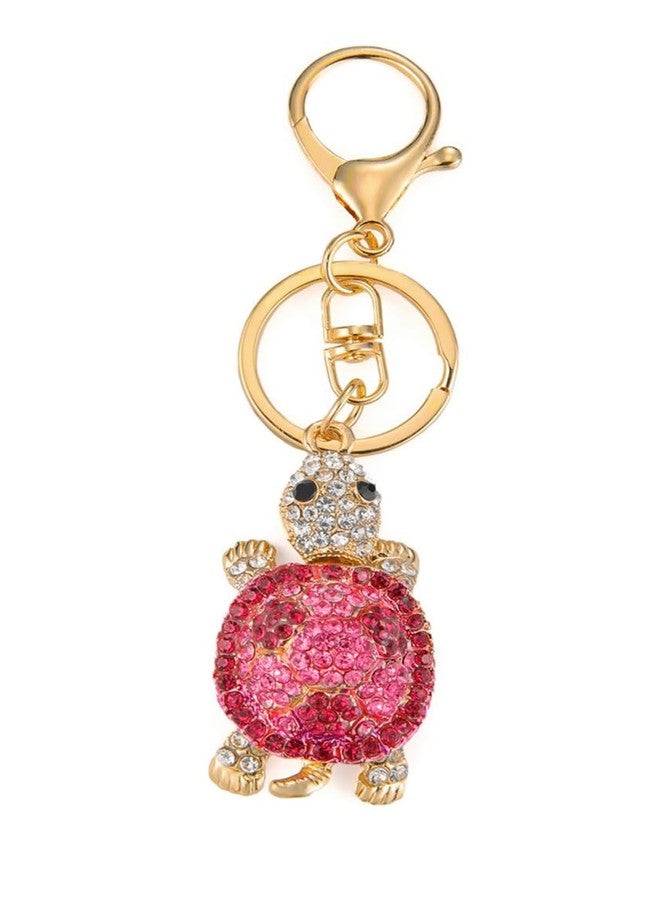 Hyning Turtle Keychain Sparkling Keyring Blingbling Crystal Rhinestones Purse Pendant Handbag Charm (Pink) - Image 1