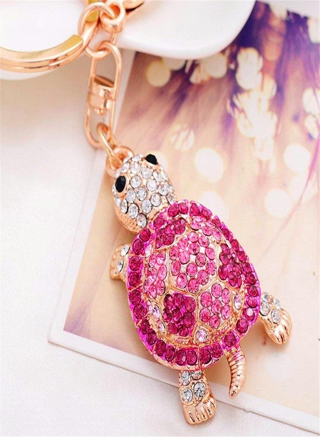 Hyning Turtle Keychain Sparkling Keyring Blingbling Crystal Rhinestones Purse Pendant Handbag Charm (Pink) - Image 3
