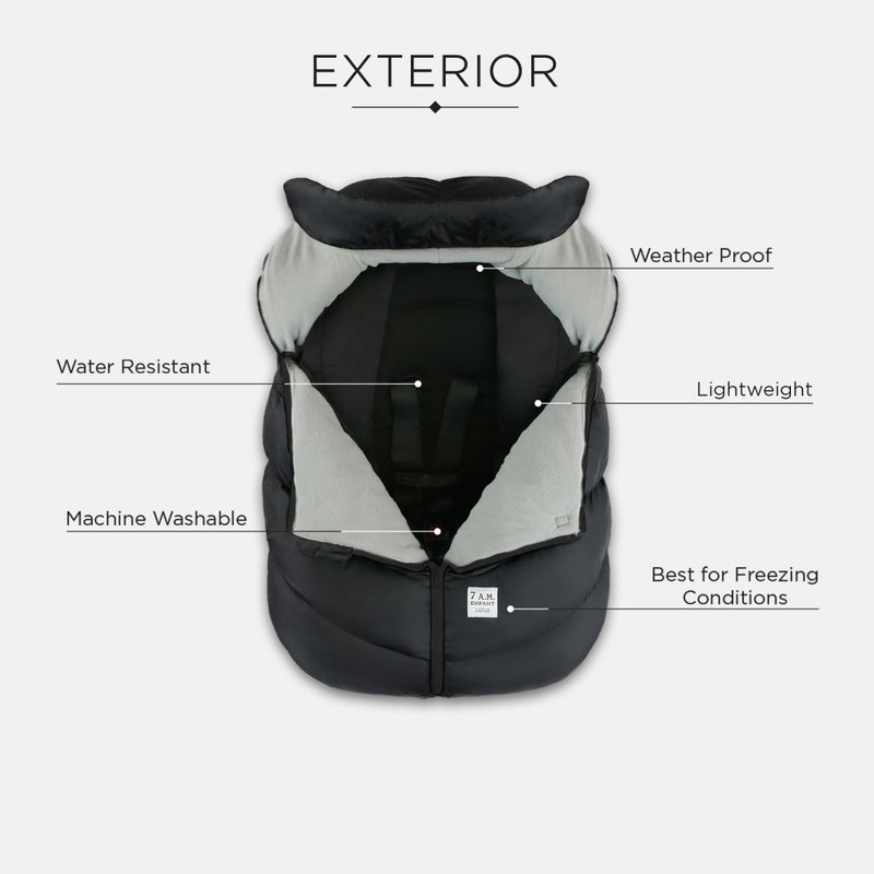 7 A.M. 7AM Enfant Car Seat Covers - Cocoon Baby Cover for Boys & Girls, Rain & Snow Repellent, Breathable Windproof, Center Zipper, Universal Fit for Infant Car Seat (0-12M) (Tundra) - Image 4