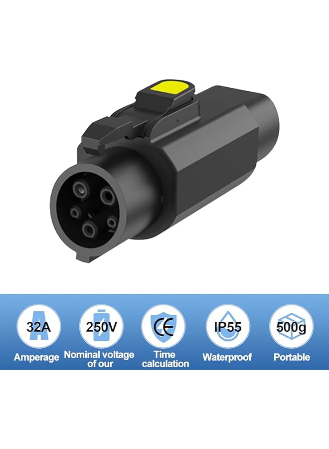 محول شحن السيارات الكهربائية من النوع 2 إلى النوع 1، متوافق مع معايير IEC 62196 وSAE J1772، مع مشبك مضاد للسرقة، IP54، 32 أمبير - Image 2