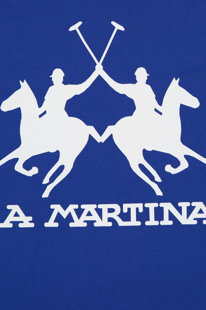 La Martina Men Crew Neck Short Sleeve Brand Logo T-Shirt, Blue - Image 3