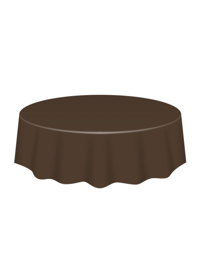 Round Table Solid Color Tablecloth Disposable Round Table Tablecloth Simple Style High-class Wedding Banquet Table Set Table Skirt Round Tablecloth-Colour:Brown-Specification:84inch /213cm - Image 1