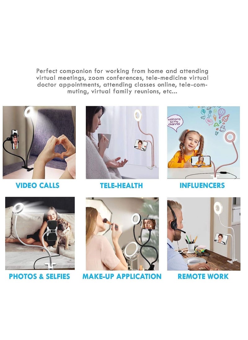 Selfie Ring Light with 24” Gooseneck Stand & Cell Phone Holder, Social Media Influencer Live-Streaming Phone Mount and Light Kit for Live Stream Office Kitchen - Image 4