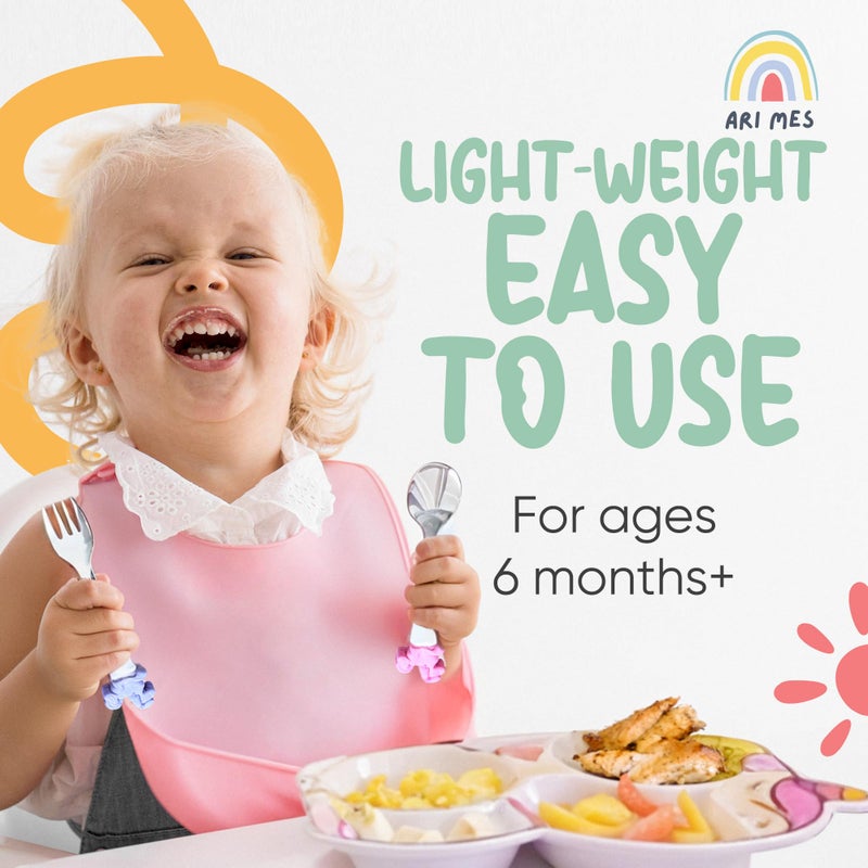 ARI MES - Unicorn Shaped Plate and Utensil Set - Fun, BPA-Free, Shatter- Resistant, Lightweight, Picky Eaters Kids Dinnerware Set, Children's Utensils, Toddler Forks and Spoons - Image 4