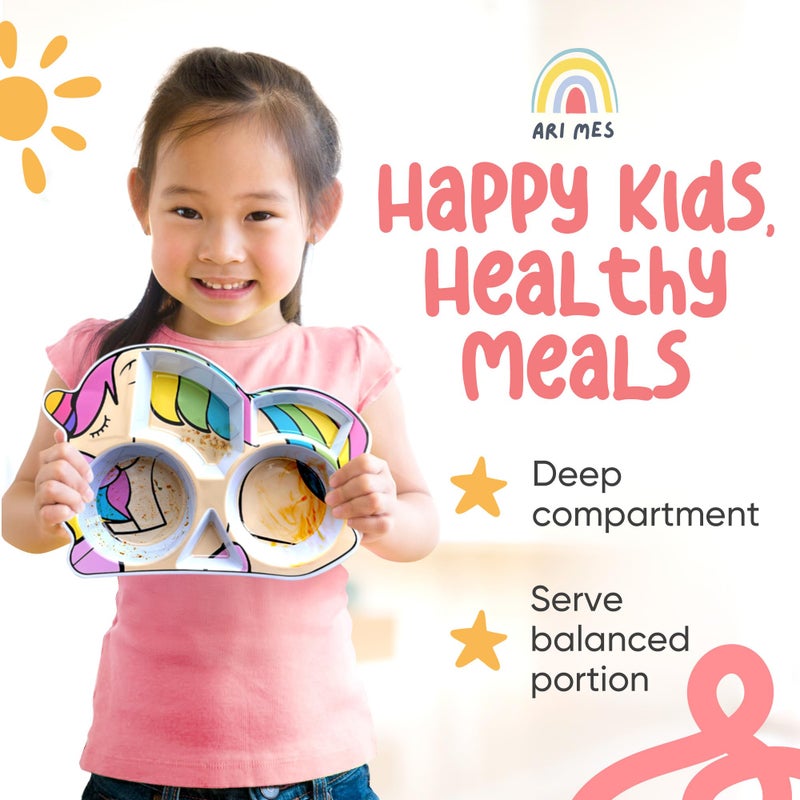 ARI MES - Unicorn Shaped Plate and Utensil Set - Fun, BPA-Free, Shatter- Resistant, Lightweight, Picky Eaters Kids Dinnerware Set, Children's Utensils, Toddler Forks and Spoons - Image 5