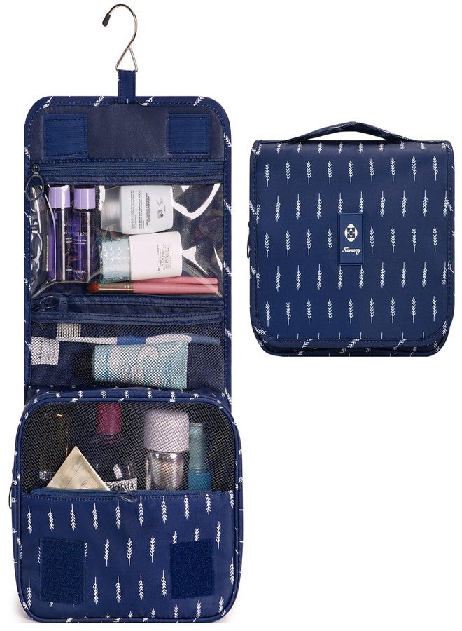 Narwey Small Hanging Travel Toiletry Bag for Women, Travel Bag for Toiletries, Makeup Bag Organizer Make Up Bags Cosmetic Bags for Girls (Blue Feather) - Image 2